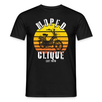 Cyclomoteur Clique Scooter Mokick Deux-Roues 1970 - T-shirt homme - noir - Devant - AI Model Male 178 light (178cm)