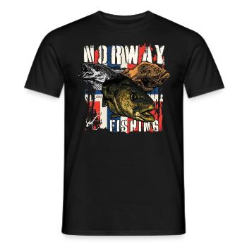 NORVÈGE Pêche - T-shirt homme - noir - Devant - AI Model Male 178 light (178cm)