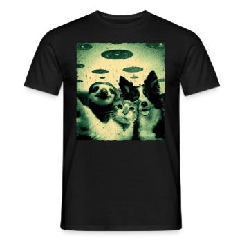 Waaaas ? Nous? Nopee Alien, Chat, Chien, Paresseux, OVNI - T-shirt homme - noir - Devant - AI Model Male 178 light (178cm)