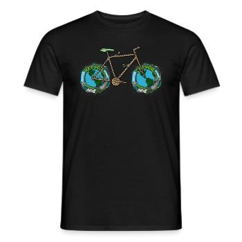 Planet Bike, Ästhetisches grünes Planet Earth Fahrrad - Männer T-Shirt - Schwarz - Vorne - AI Model Male 178 light (178cm)