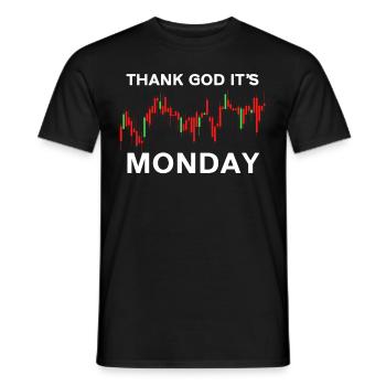 Dieu merci, c’est le jour du graphique boursier du lundi Marché boursier - T-shirt homme - noir - Devant - AI Model Male 178 light (178cm)