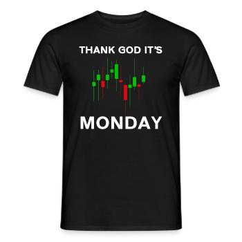 Thank God Its Monday Stock Chart Day Trading Stock Market - Men's T-Shirt - black - Front - AI Model Male 178 light (178cm)