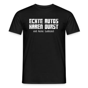 Real cars are thirsty, engine show, gasoline, horsepower - Men's T-Shirt - black - Front - AI Model Male 178 light (178cm)