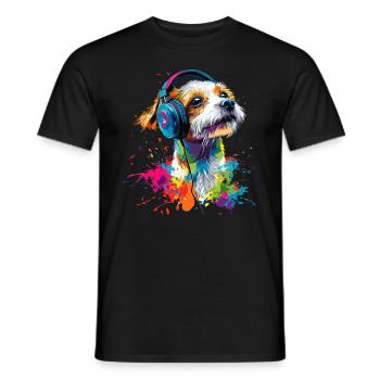 Colorful Artistic Jack Russell Terrier Dog Jacky - Men's T-Shirt - black - Front - AI Model Male 178 light (178cm)
