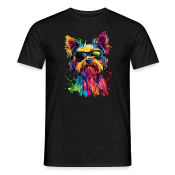 Coloré artistique Yorkshire terrier chien Yorkie - T-shirt homme - noir - Devant - AI Model Male 178 light (178cm)