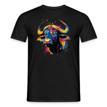Coloré Artistique Buffalo Big Five Wildlife Safari - T-shirt homme - noir - Devant - AI Model Male 178 light (178cm)