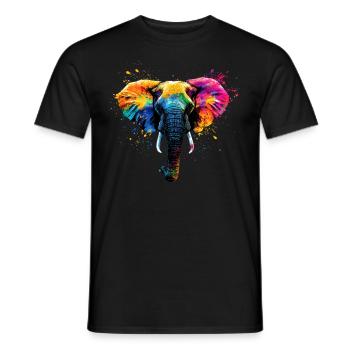 Éléphant artistique coloré Big Five animaux sauvages - T-shirt homme - noir - Devant - AI Model Male 178 light (178cm)