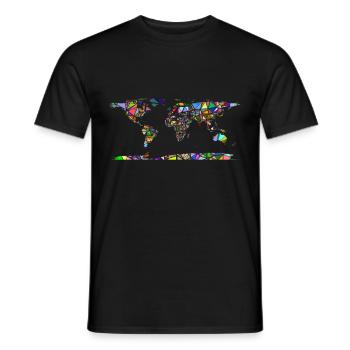 Abstract world map - Men's T-Shirt - black - Front - AI Model Male 178 light (178cm)