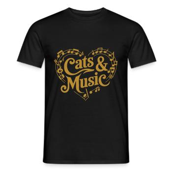 Katzen und Musik Musiknoten und Notenlinien - Männer T-Shirt - Schwarz - Vorne - AI Model Male 178 light (178cm)