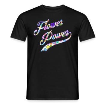 Blumen Power Hippie Sixties Floral Flower - Männer T-Shirt - Schwarz - Vorne - AI Model Male 178 light (178cm)