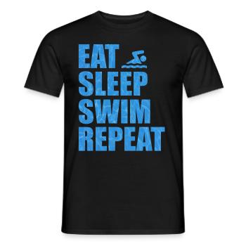 Eat Sleep Swim Repeat Swimming Swimming Swimming Swimming - Men's T-Shirt - black - Front - AI Model Male 178 light (178cm)