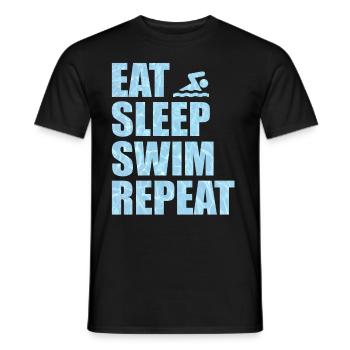 Eat Sleep Swim Repeat Swimming Swimming Swimming Swimming - Men's T-Shirt - black - Front - AI Model Male 178 light (178cm)