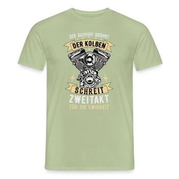 Mofa Moped Motorrad Zweitakt Spruch - Männer T-Shirt - Sage - Vorne - AI Model Male 178 light (178cm)