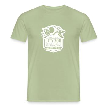 Ironopolis City Zoo Dinosaur Enclosure - White - Men's T-Shirt - sage - Front - AI Model Male 178 light (178cm)