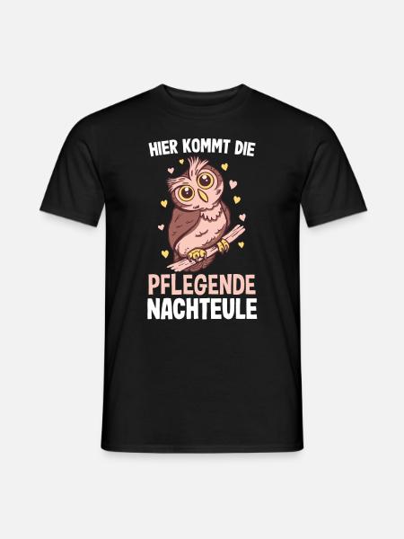 Pflege Nachteule - Eulen Pflegefachkraft & - Männer T-Shirt - Schwarz