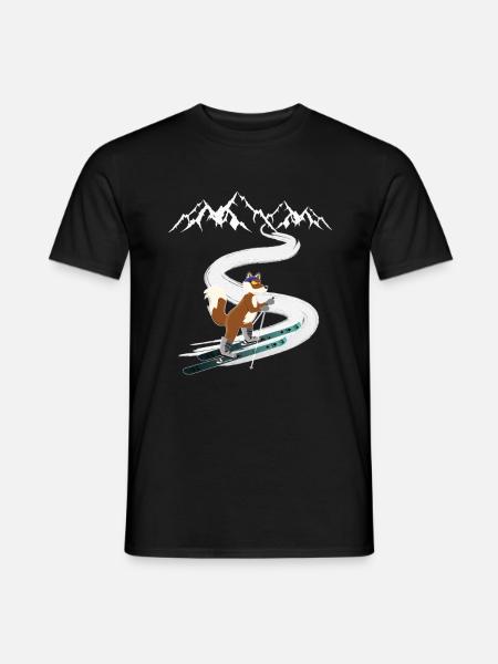Skitour Tourenski Fuchs Berg Motiv - Männer T-Shirt - Schwarz