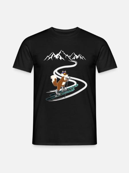 Tourenski gehen Tourengeher- Skitour Fuchs Design - Männer T-Shirt - Schwarz