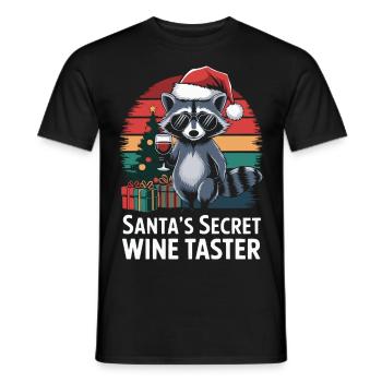 raton laveur Noël vin drôle - T-shirt homme - noir - Devant - AI Model Male 178 light (178cm)