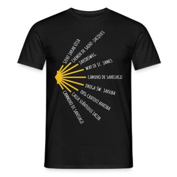 Le Chemin de Saint-Jacques-de-Compostelle compte de nombreuses langues - Chemin - Pèlerinage - T-shirt homme - noir - Devant - AI Model Male 178 light (178cm)