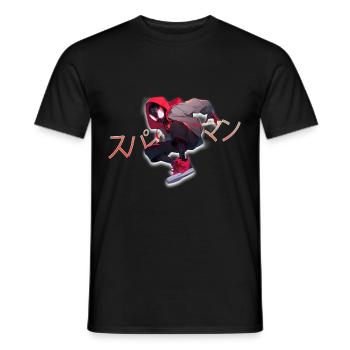 Japan Style Comic FIgure - Men's T-Shirt - black - Front - AI Model Male 178 light (178cm)