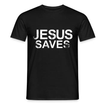 Jesus saves 2 - Männer T-Shirt - Schwarz - Vorne - AI Model Male 178 light (178cm)