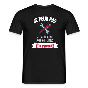 je peux pas je fais ma passion être plombier - T-shirt homme - noir - Devant - AI Model Male 178 light (178cm)