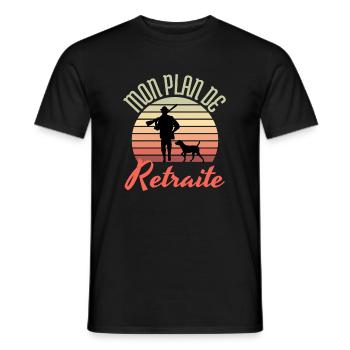 mon plan de retraite la chasse - T-shirt homme - noir - Devant - AI Model Male 178 light (178cm)