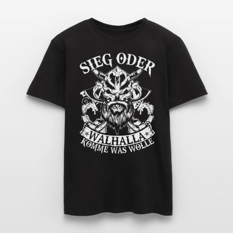 Sieg oder Walhalla, Germanen, Krieg, Kampf Männer T-Shirt
