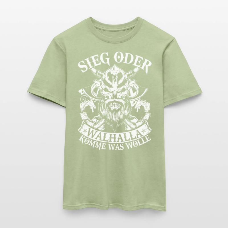 Sieg oder Walhalla, Germanen, Krieg, Kampf Männer T-Shirt