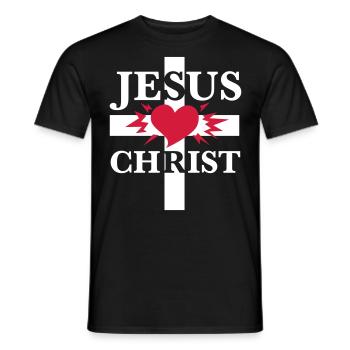 Jésus-Christ / Heart & Cross - T-shirt homme - noir - Devant - AI Model Male 178 light (178cm)
