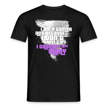 Gamer motif in GTA lettering - gift for nerds - Men's T-Shirt - black - Front - AI Model Male 178 light (178cm)