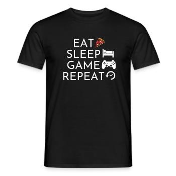 Eat Sleep Game Repeat - Männer T-Shirt - Schwarz - Vorne - AI Model Male 178 light (178cm)