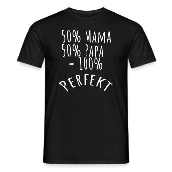 50 % Mama + 50% Papa = Perfekt | Baby | Geburt - Männer T-Shirt - Schwarz - Vorne - AI Model Male 178 light (178cm)