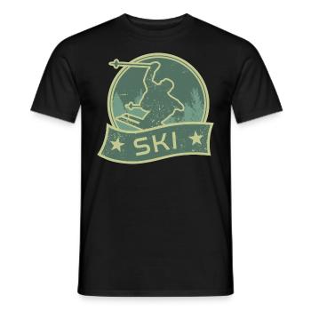 Sport d'hiver ski rétro cadeau vintage skieur - T-shirt homme - noir - Devant - AI Model Male 178 light (178cm)