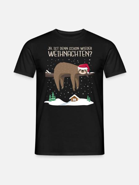 Faultier Weihnachten Sloth Christmas Geschenkidee - Männer T-Shirt - Schwarz