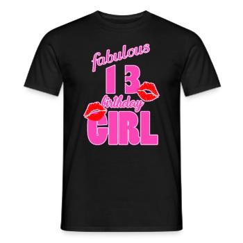 fabuleux 13 anniversaire fille 13ème anniversaire rose Baiser - T-shirt homme - noir - Devant - AI Model Male 178 light (178cm)