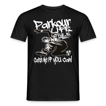 Parkour freerunner graffiti - Men's T-Shirt - black - Front - AI Model Male 178 light (178cm)
