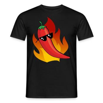 Chili pepper with sunglasses Fruit Vegetables Fruits - Men's T-Shirt - black - Front - AI Model Male 178 light (178cm)