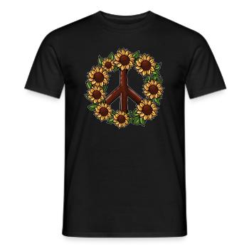 Hippie Sunflower Peace Shield - Men's T-Shirt - black - Front - AI Model Male 178 light (178cm)