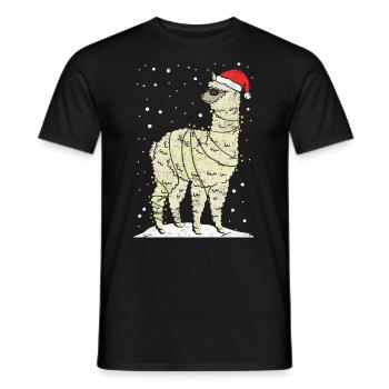 Christmas alpaca llama - Men's T-Shirt - black - Front - AI Model Male 178 light (178cm)