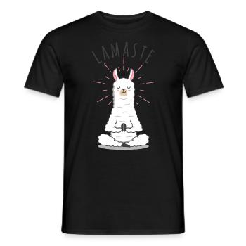 Llamaste | Kawaii Lama | Yoga Namaste Alpaca - Männer T-Shirt - Schwarz - Vorne - AI Model Male 178 light (178cm)