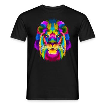 Lion lion head africa hipster abstract rainbow - Men's T-Shirt - black - Front - AI Model Male 178 light (178cm)