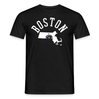 Boston USA Amérique drapeau drapeau armoiries - T-shirt homme - noir - Devant - AI Model Male 178 light (178cm)