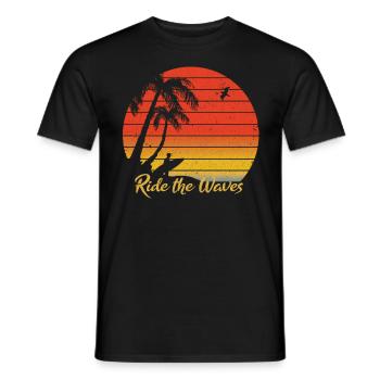 Chemises de surf rétro vintage cadeau d'amant de surf pour hommes - T-shirt homme - noir - Devant - AI Model Male 178 light (178cm)