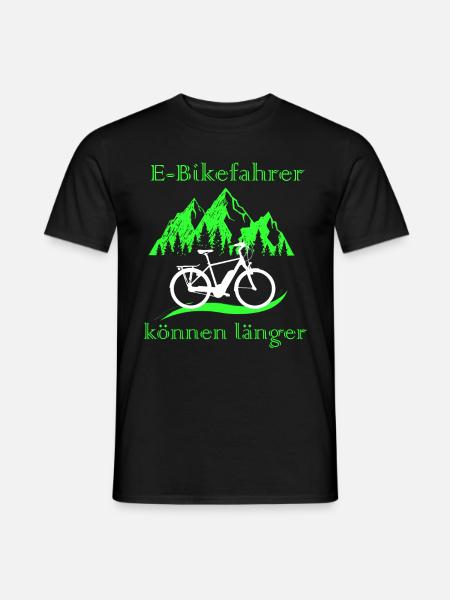Lustiger Spruch E-Bike Fahrer können länger - Männer T-Shirt - Schwarz