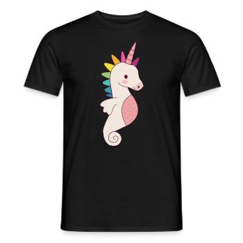 Licorne hippocampe doux cadeau - T-shirt homme - noir - Devant - AI Model Male 178 light (178cm)