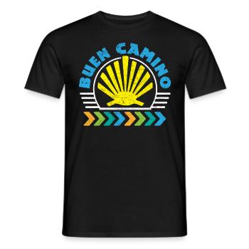 Der Jakobsweg Buen Camino | Küstenweg Pilger - Männer T-Shirt - Schwarz - Vorne - AI Model Male 178 light (178cm)