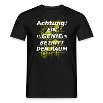 Achtung ein InGENIEur betritt den Raum - Männer T-Shirt - Schwarz - Vorne - AI Model Male 178 light (178cm)