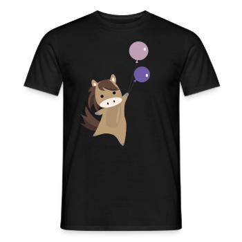 Ballon de cheval volant poney mignon pour les enfants - T-shirt homme - noir - Devant - AI Model Male 178 light (178cm)