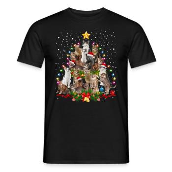 Arbre de noël chats noël - T-shirt homme - noir - Devant - AI Model Male 178 light (178cm)